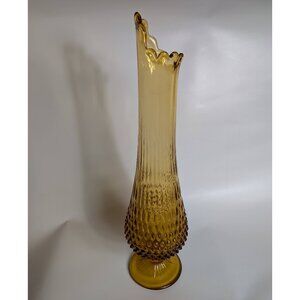 Vintage Amber Hobnail Swung Vase Fenton 20"